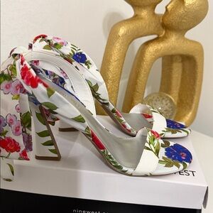 Nine West Floral Heels - White and Multicolor